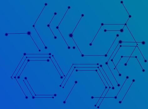 Abstract blue geometric network pattern with connected dots vector