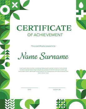 Vertical ecology business certificate with pattern vector