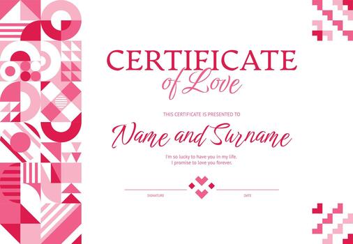 enamorado día certificado con resumen modelo vector