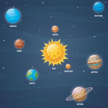 Space background with solar system planets in universe vector