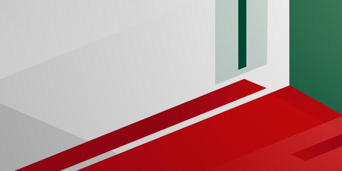 resumen futurista bandera antecedentes con edificio modelo concepto. rojo y verde color elemento modelo en blanco antecedentes diseño. vector