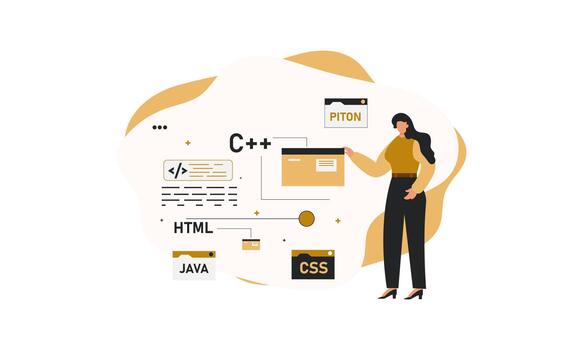 mujer demostración css codificación desarrollador programador idioma vector