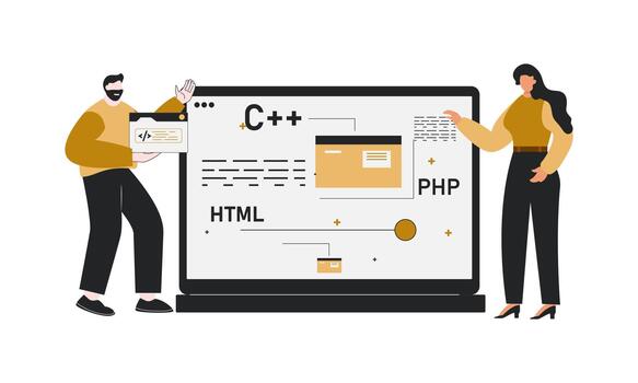 programador es explicando codificación línea vector