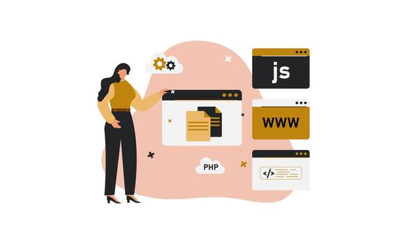 desarrollador trabajando en web programador vector