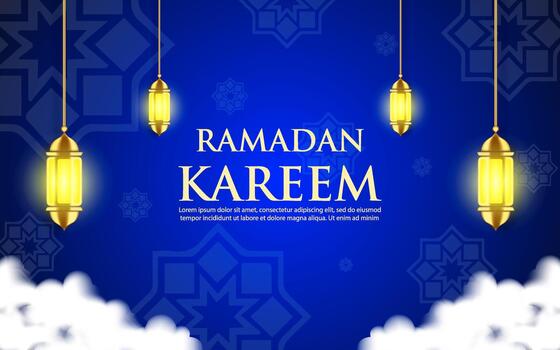 Ramadan Kareem background with lanterns. Design a Ramadan greeting card or banner template. vector