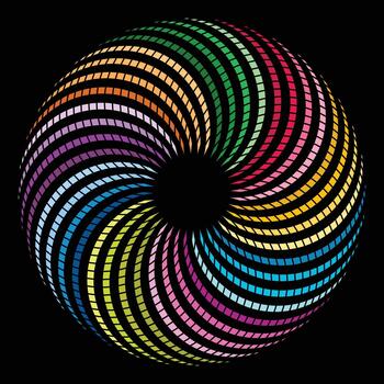 abstract vibrant spiral of colorful geometric patterns vector