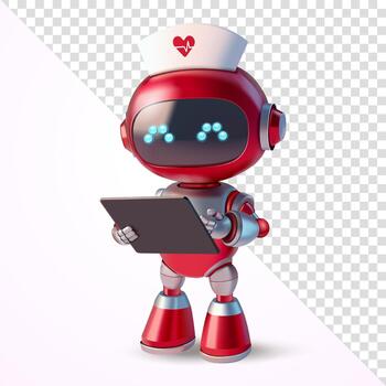Robot nurse using tablet, 3D . Suitable for technology and healthcare vector