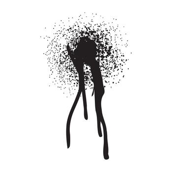 Black Ink Splatter with Dripping Paint Effect Illustration. Abstract Ink Explosion Splash Art Design. Lines and Drips Black ink splatter vector