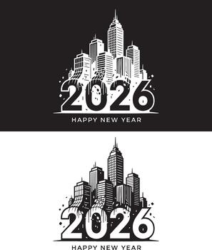 Bold Office Building Design High Contrast Corporate New Year Numbers on White Background EPS File vector