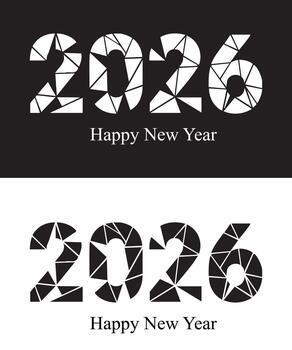 Luxury Monochrome New Year Numbers Blocky 2026 Formed from Bold Triangular Patterns EPS Illustration vector