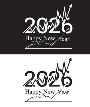 Bold Financial Chart Design Stock Lines Transforming into New Year 2026 Numbers EPS File vector