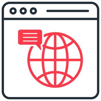 web navegador y página web icono concepto en rojo línea color vector