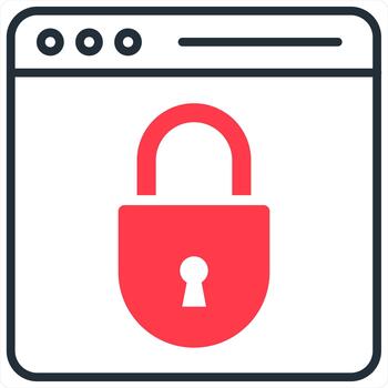 Webpage Security and password icon concept in red line color vector