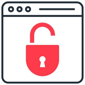 Webpage Security and secured icon concept in red line color vector