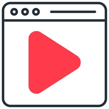 web navegador y sonido icono concepto en rojo línea color vector