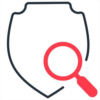 Search Security and protection icon concept in red line color vector