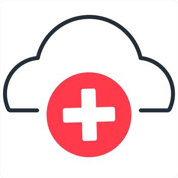 Add Cloud and computing icon concept in red line color vector