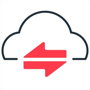 Synchronize Cloud concept in red line color vector