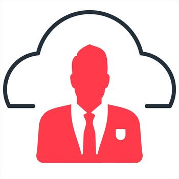 Cloud and computing icon concept in red line color vector