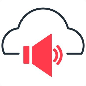 Cloud Volume and storage icon concept in red line color vector