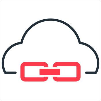 Link Cloud and chain icon concept in red line color vector