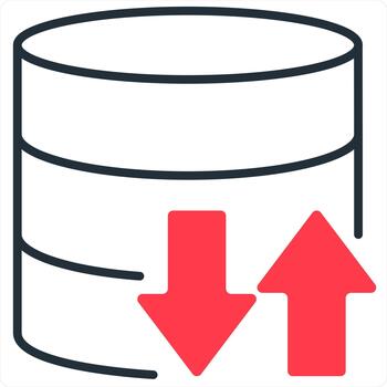 Synchronize Server and refresh concept in red line color vector