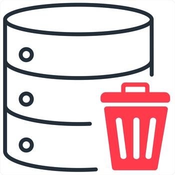 Trash Server icon concept in red line color vector