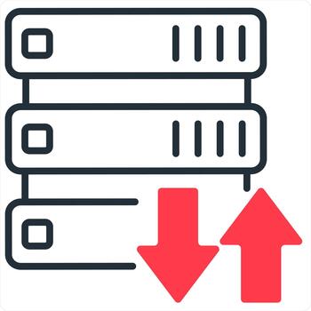Synchronize Server icon concept in red line color vector