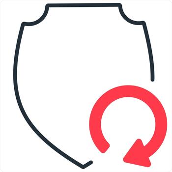 Update Shield and shield icon concept in red line color vector