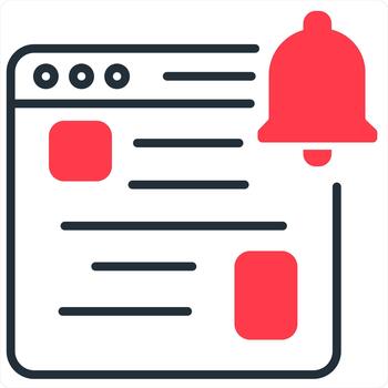 Webpage Notification and icon concept in red line color vector