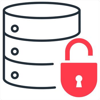 Server Security in red line color vector