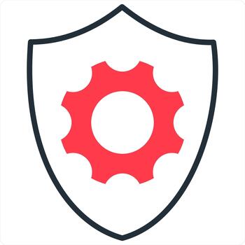 Security Setting and setting icon concept in red line color vector