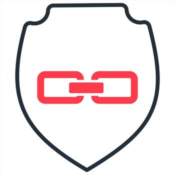 Link Security and protection icon concept in red line color vector