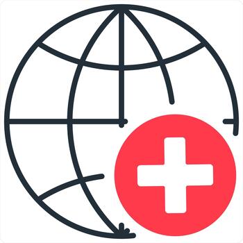 Add Global and icon concept in red line color vector