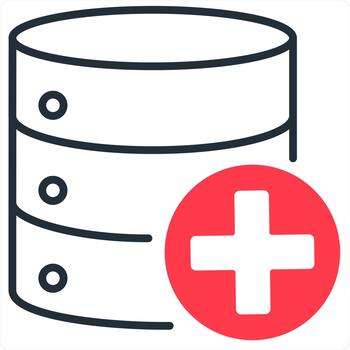 añadir servidor icono concepto en rojo línea color vector