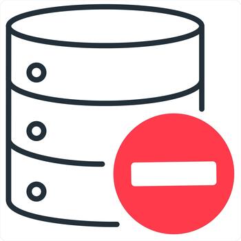 Remove Server icon concept in red line color vector