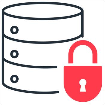 Server Security icon concept in red line color vector