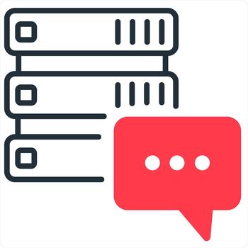 Server Message and database icon concept in red line color vector