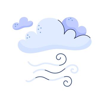 Hand drawn cloud and wind. Sky and weather design element. Isolated illustration on white background. vector