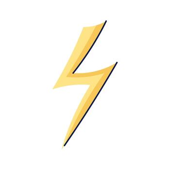 Hand drawn lightning. Sky and weather design element. Isolated illustration on white background. vector