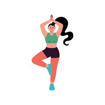 Tree Pose Flat Illustration EPS 10 file vector