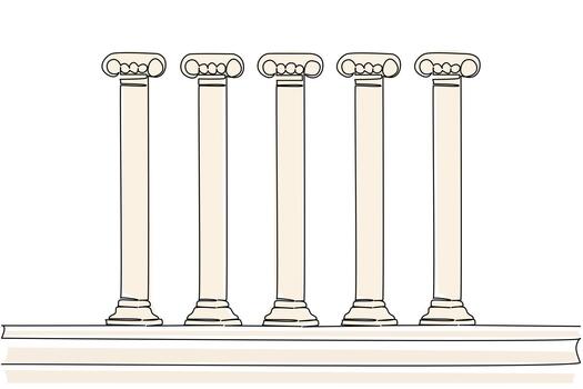Continuous line drawing architecture concept for international event Democracy Day. Classical columns evoke ancient origins of democracy, emphasizing pillars of law, stability, and societal structure vector