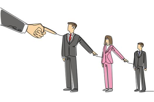 continuo línea dibujo de un culpa cadena dónde cada persona puntos a el siguiente para un negocio concepto. esta compartido responsabilidad tema es relacionado a nacional culpa alguien demás día evento. vector