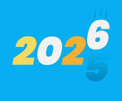 Playful 2026 Transition Design with Falling 5 Number vector