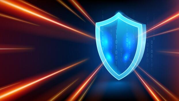 Digital shield representing cybersecurity protection vector