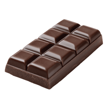 rectangular chocolate bar con un liso, lustroso superficie, consistente de segmentario cuadrícula en transparente antecedentes png