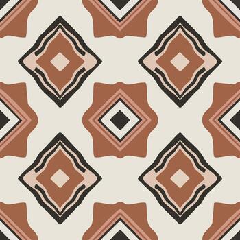 Harmonious seamless pattern with abstract geometric diamond shapes in warm earthy tones, offering a rustic yet modern aesthetic for backgrounds, textiles, and design projects vector