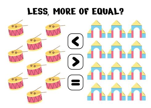 Visual Counting Game with Musical and Building Toys vector