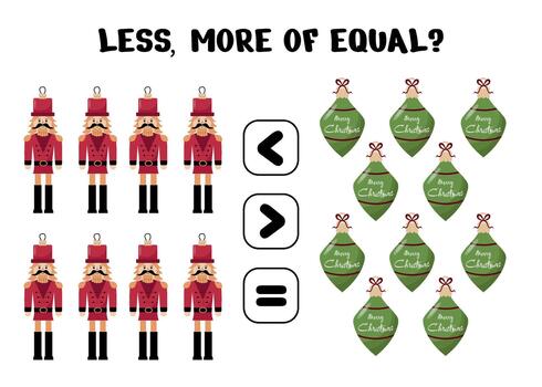 más, Menos o igual cascanueces vs ornamento actividad vector