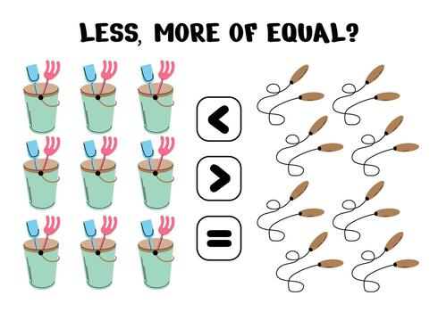 contando y comparando cubos y cuerdas actividad sábana vector